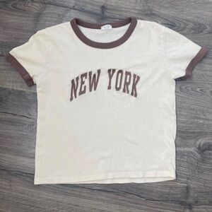 John Galt New York T-Shirt embroidered spell out cropped ringer tee